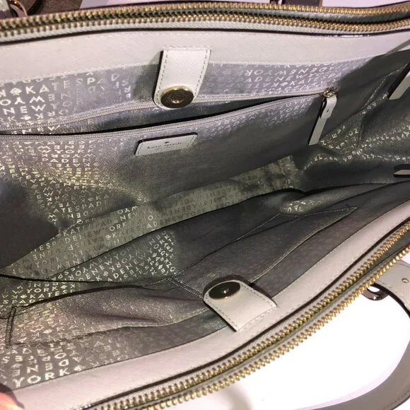 Kate Spade NY Charlotte Street Reena Tote Bag Stone Ice Gray Shoulder Purse - Picture 9 of 16